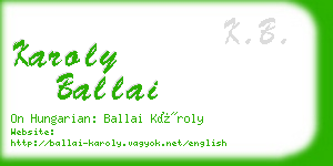 karoly ballai business card